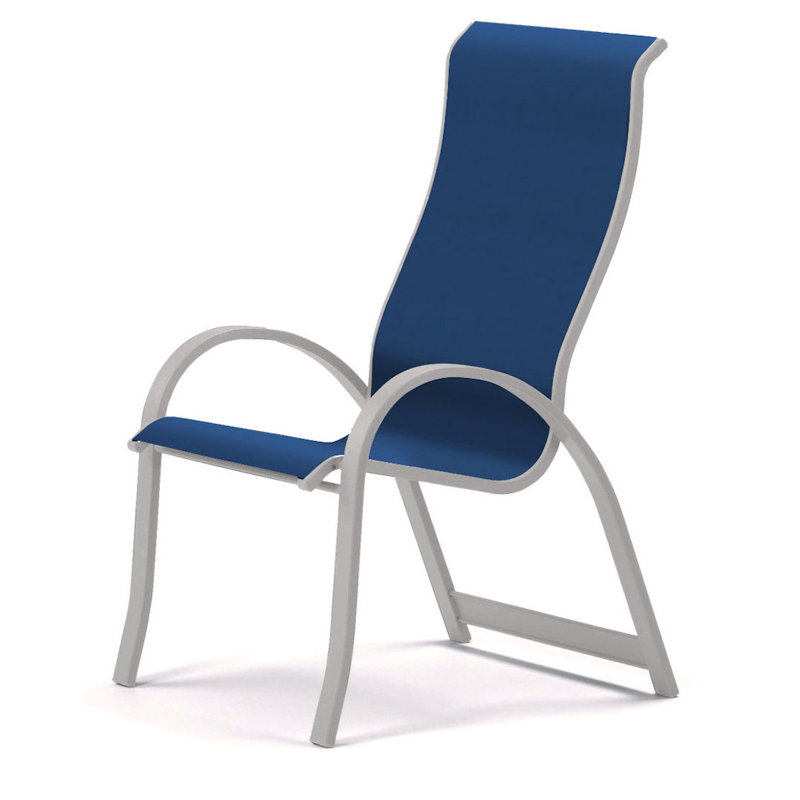 Aruba 1 Outdoor Dining Armchair, Textured Graphite, Cobalt 35D Sunbrella®