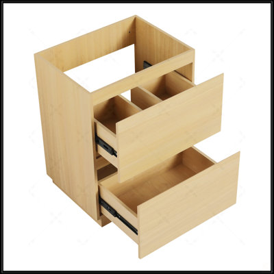 Meuble-lavabo autoportant de 24 po avec deux tiroirs, bois d'ingénierie durable, solution de rangement spacieuse et élégante