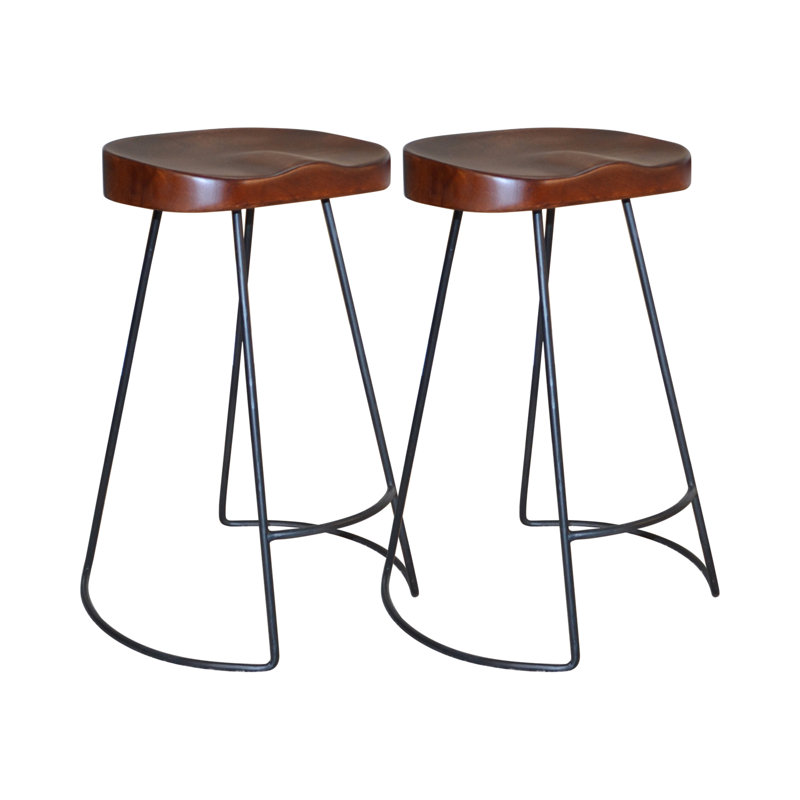 Counter Stool with Metal Frame, Chestnut/Black