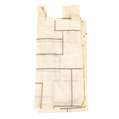 Modern Cotton Curtain Panel with Geometric Embroidery