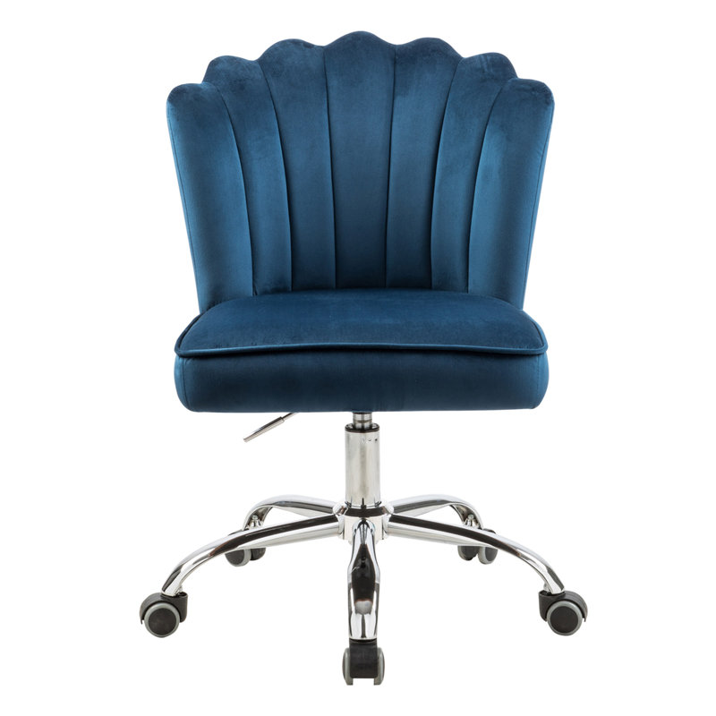 WOEOA Velvet Office Chair, Blue, Silver