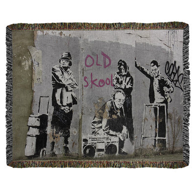 Banksy Graffiti Hand Woven Throw Blanket