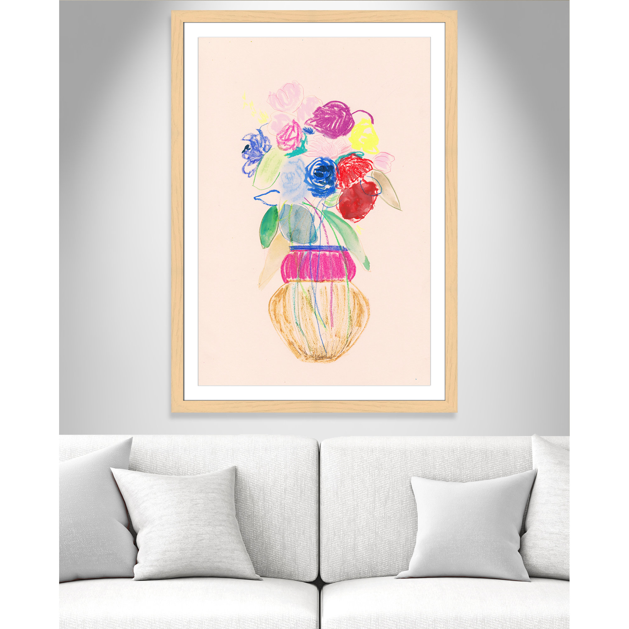 Simple Floral II Print by Bea Dina, Natural Single Picture Framed Paper, White, 49" H x 35" W x 1.25" D