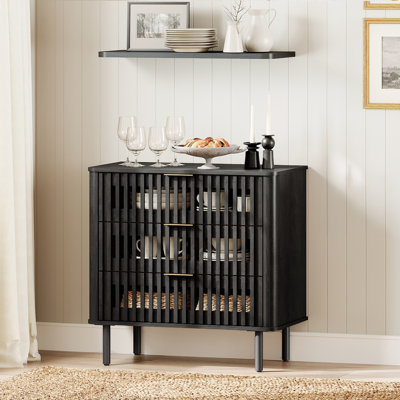 Table de bout avec un profil incurvé et de grands tiroirs, table de bout en bois de style Mid-Century moderne pour le salon, la chambre à coucher, le bureau de canapé