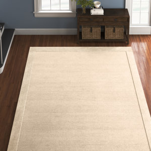 Veronika Solid Wool Area Rug for Living Room Bedroom Dining Room Kitchen, Beige/Ivory