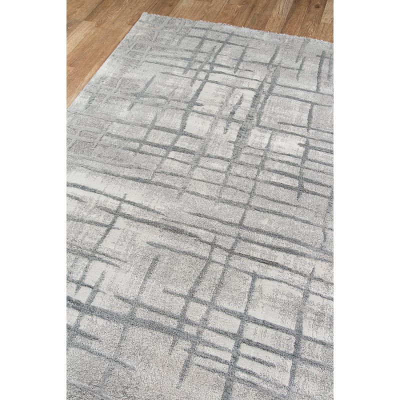 Tapis gris tissé au métier mécanique Northwick, Rectangle 2 pi x 3 pi