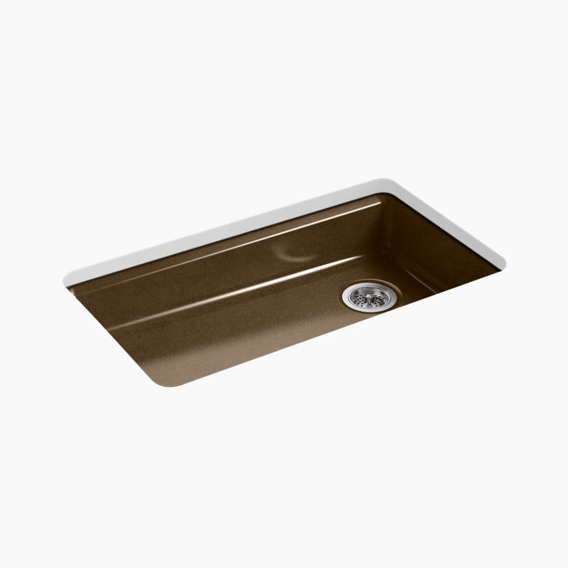 Évier de cuisine à simple cuve encastrable L 33 po x l 22 po Riverby®, Noir / brun clair