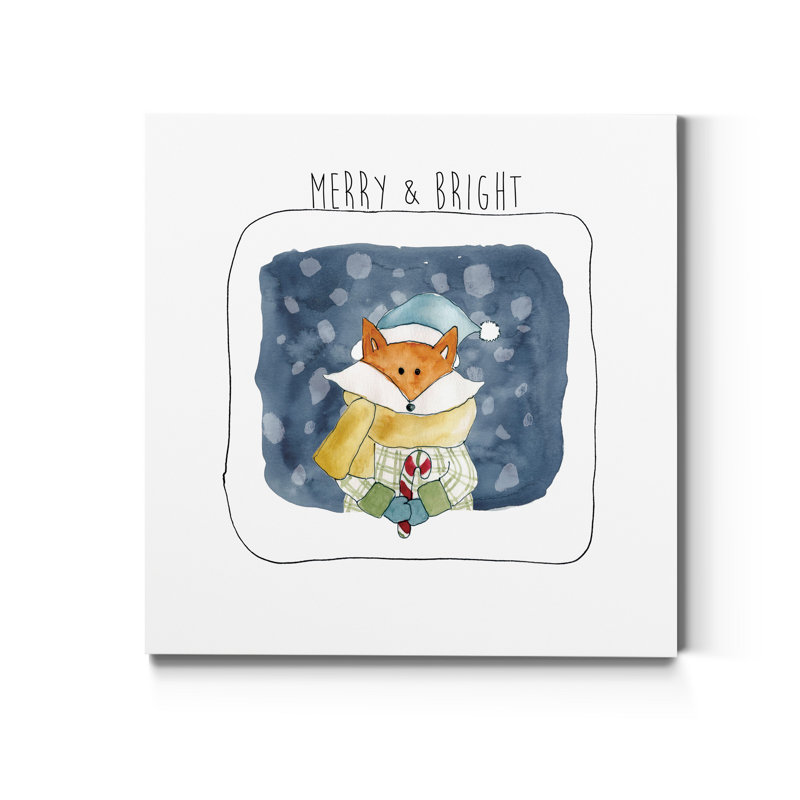 Renard de Noël - reproduction sur toile tendue, H 32 po x l 32 po x P 1 po