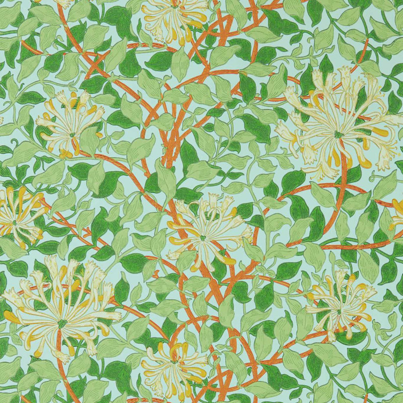 Honeysuckle Wallpaper, Sky/Burnt Orange