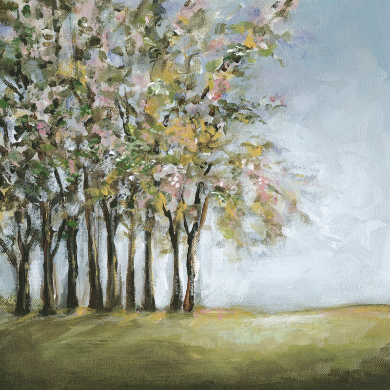 Arbre au printemps, H 12 po x l 12 po x P 1 po