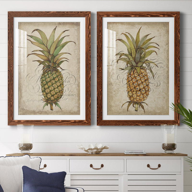 Pineapple Study I encadré mat - prêt à accrocher, H 31,5 po x l 23,5 po x P 1 po, Érable
