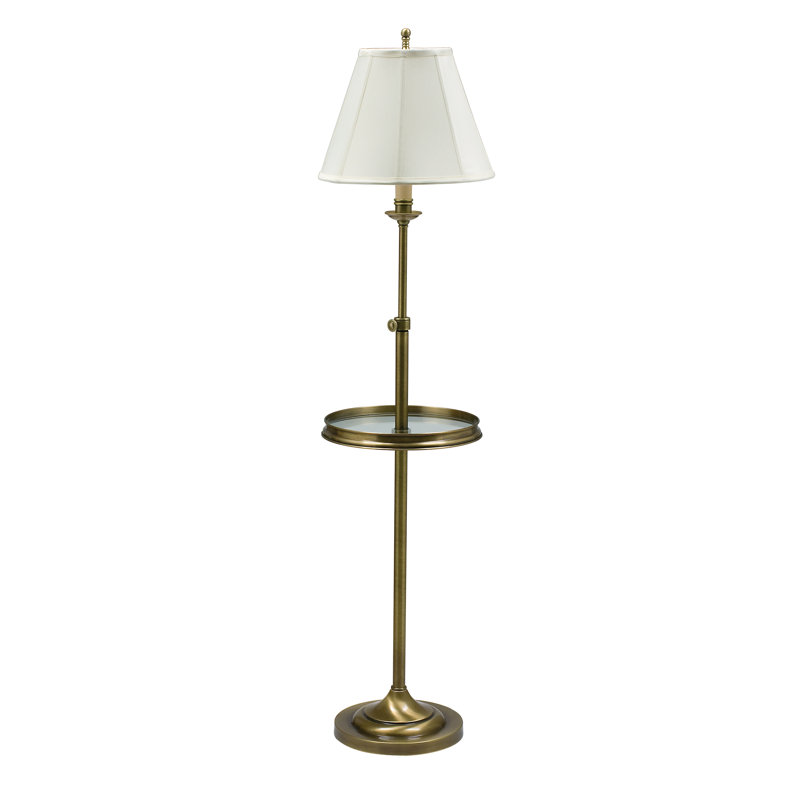 Wetherbee 59'' Tray Table Floor Lamp, Antique Brass