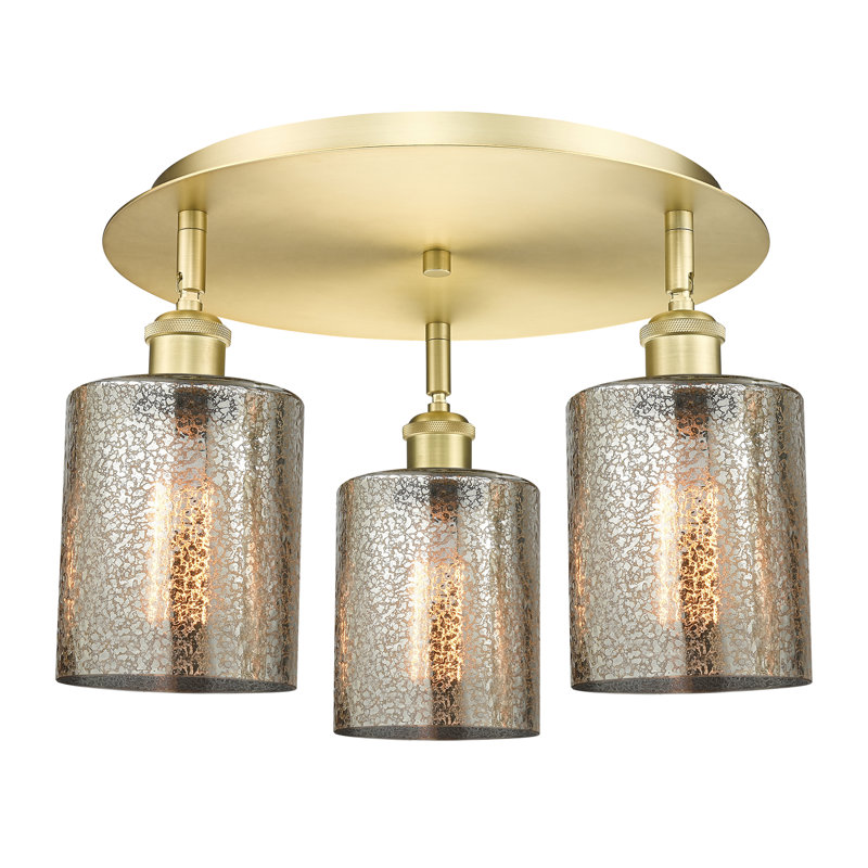 Dublin Glass Semi Flush Mount, Mercury, Satin Gold