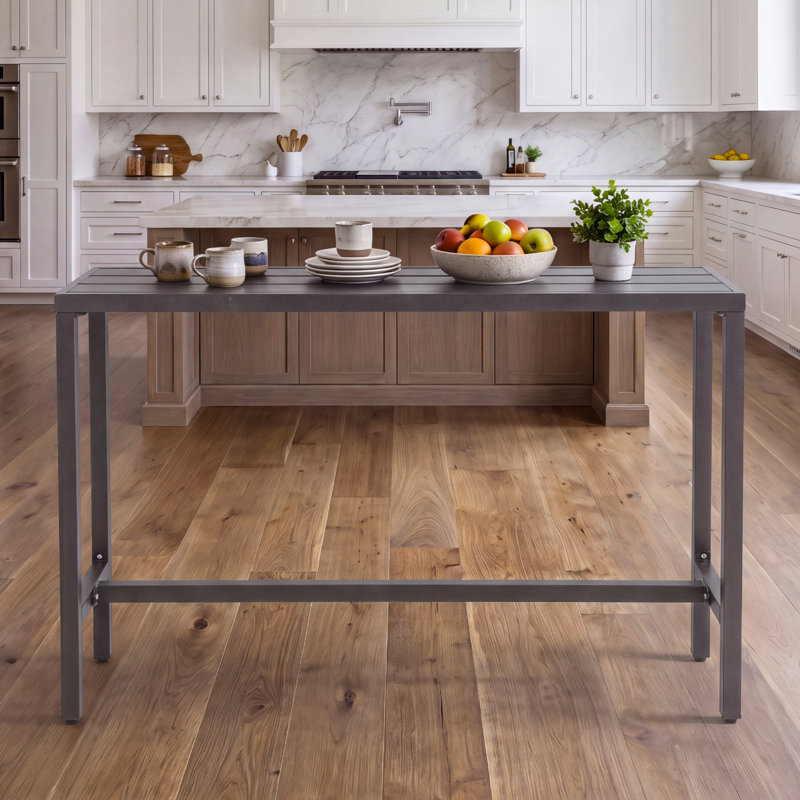 Counter Height 36.97'' Iron Bar Table, Gray, 15.6" W x 54.6" L