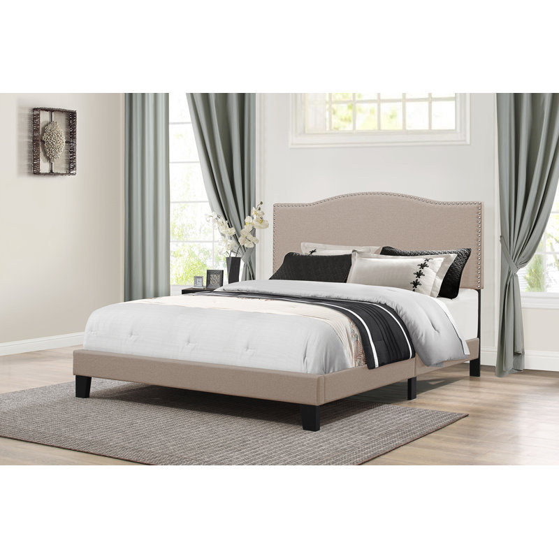 Lit tapissier standard à profil bas Hornersville, Double, Polyester brouillard
