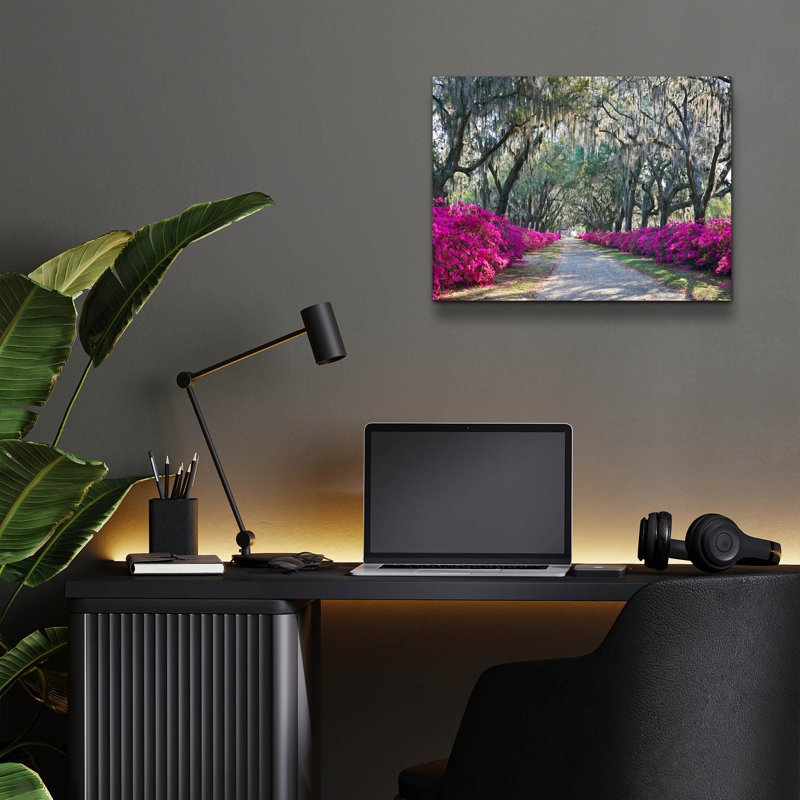 Art mural en verre acrylique épique «Azaleas Bonaventure» par Winthrope Hiers, 16 po x 12 po, H 12 po x l 16 po x P 0,13 po