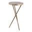 Table d'appoint ronde décorative en agate pour salon - Petite table d'appoint sur pied pour coin lecture - 58 cm, gris et or
