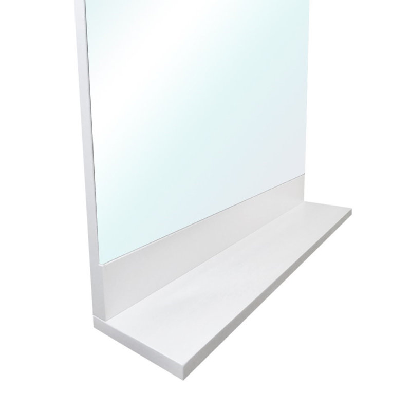 Roughton Rectangle Wall Mirror with Shelves, White