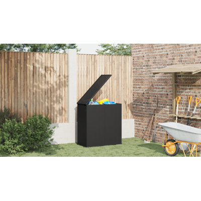 Water Resistant Poly Rattan Deck Box in Black