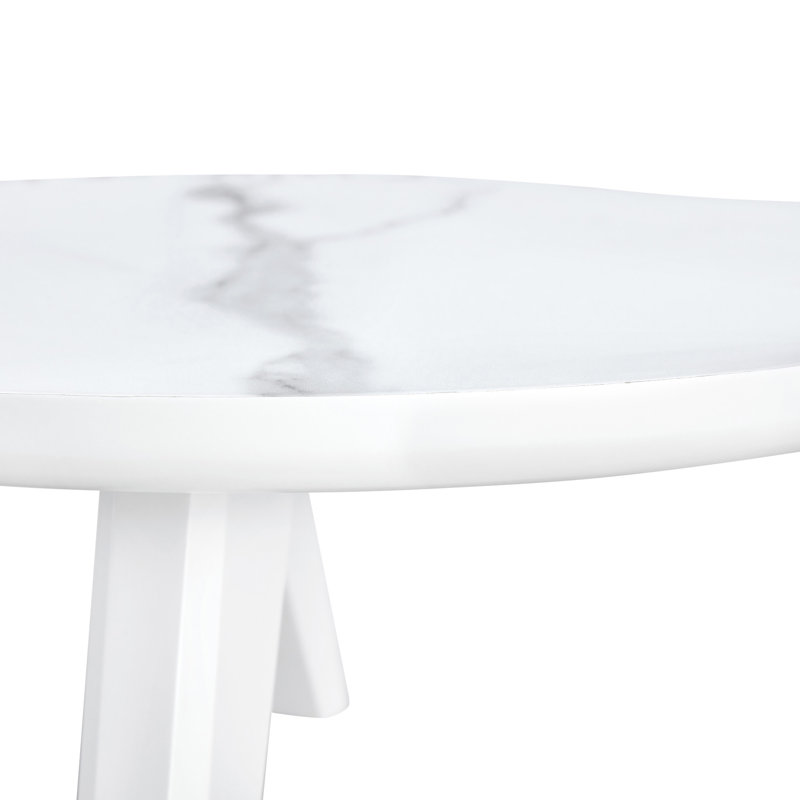 Modern Minimalist White Imitation Marble Tabletop Coffee Table. Solid Wood Spray Painted Desk Legs, Cloud Shape To Give You A New Experience, Computer Desk. W1512P285258