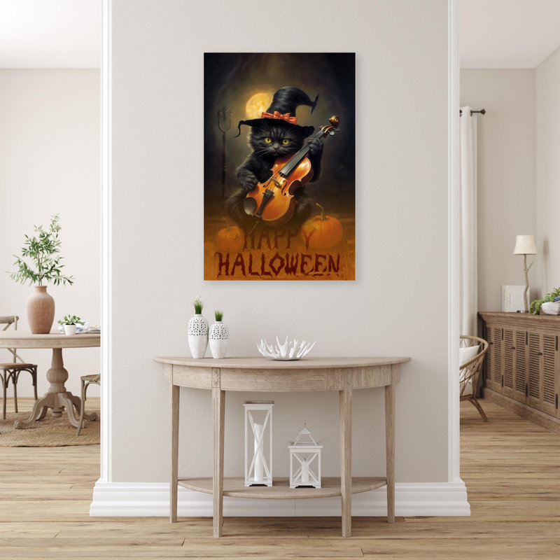 " Black Cat Happy Halloween ", 36" H x 24" W x 1.25" D