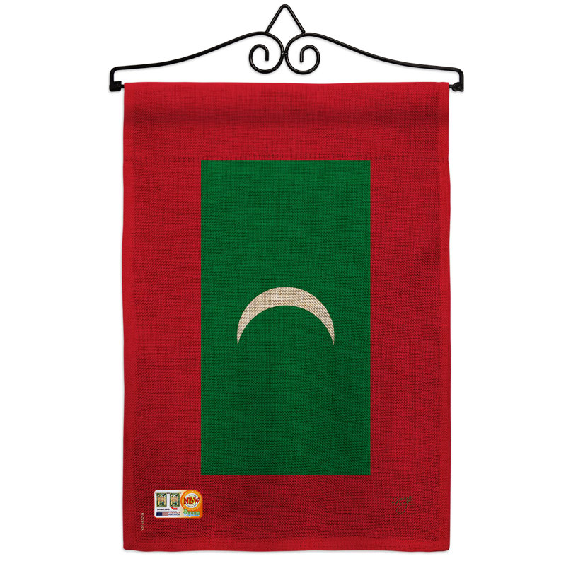 En toile jute à 2 côtés 19 x 13 po maldives drapeau de jardin