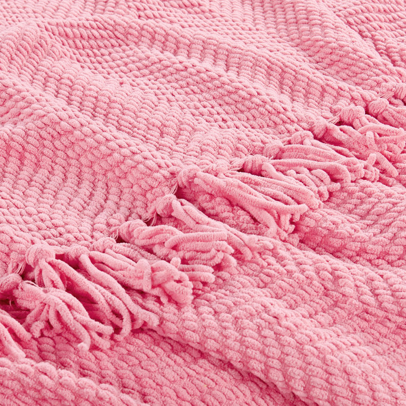 Jeté en tricot de tweed, Glace à la fraise, 50 po x 60 po