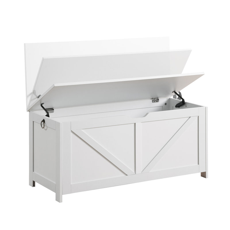 Storage Bench - White Entryway Option, Heavy Duty, U Shaped Pull, Quick And Easy Assembly Retro Box Organizer White, Access To Stored Things, Frame, Good For '