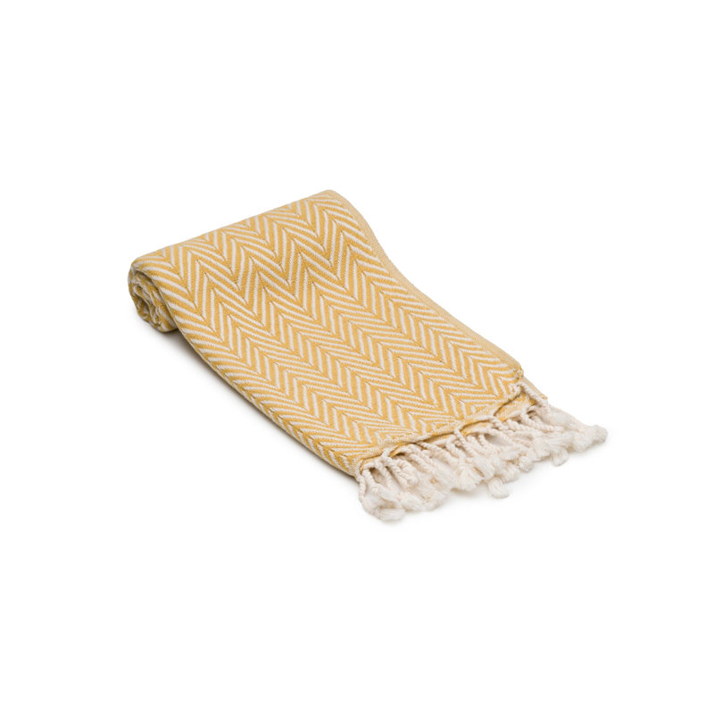 Ensemble de serviettes essuie-mains en coton turc Herringbone, Moutarde
