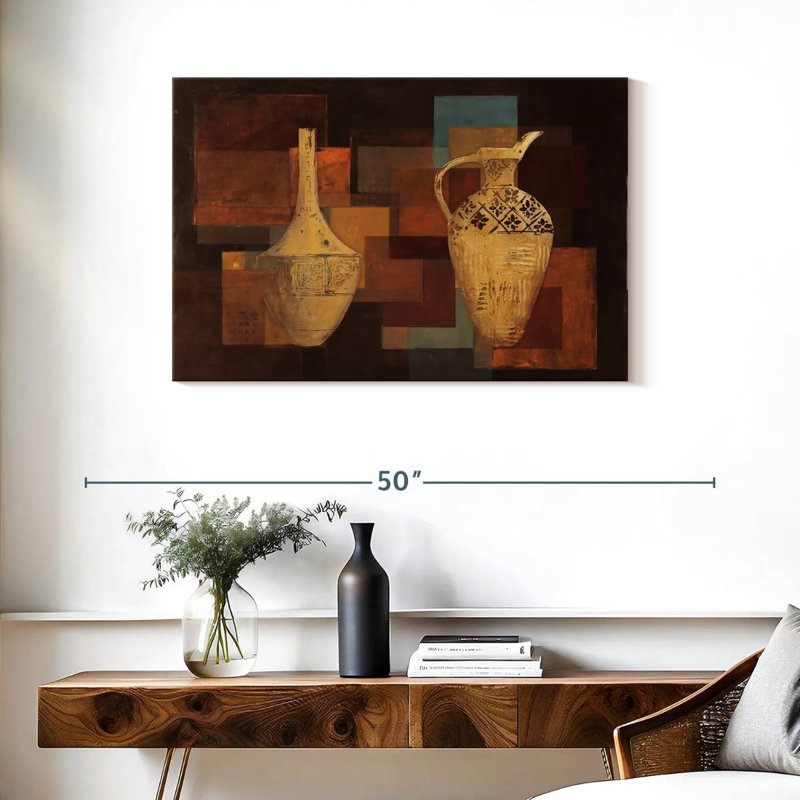 Senne, teintes d'automne avec vases, H 24 po x l 36 po