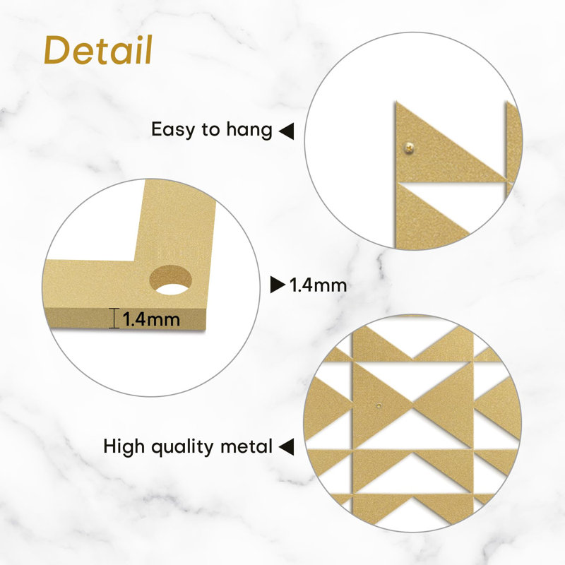 Wall Decor Metal, 24" H x 36" W x 0.05" D, Gold