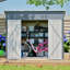 [8x4 FT] Outdoor Metal Storage Shed with 3 Doors, Sloping Roof, 4 Air Vents & 2 Locks for Backyard, Patio, Garden Tools & Pet Storage
