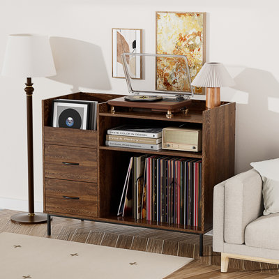 Record Player Stand With Adjustable Shelves