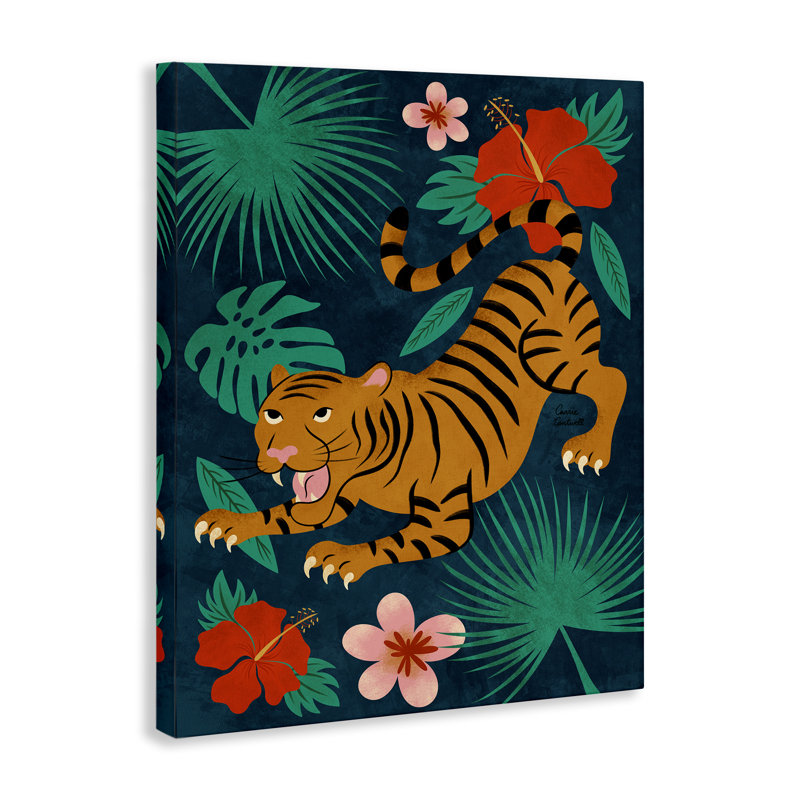 "Tigre accroupi", art mural par Carrie Cantwell bp-971_CN, H 30 po x l 24 po