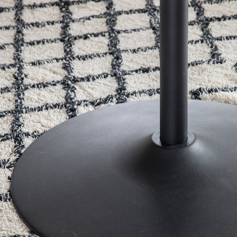 Speth Round Glass Top Metal Base Dining Table, Black, White