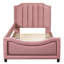 Lit de jour simple rose avec tête de lit à rayures classique et envoûtante-132995884