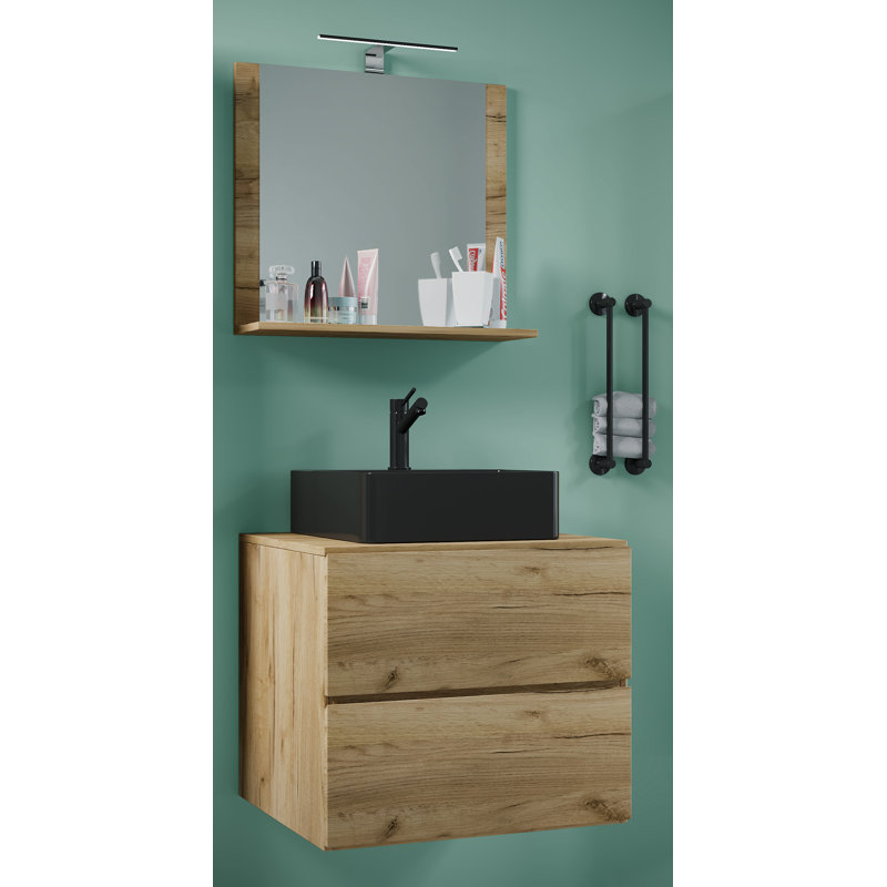Razwana Bathroom Furniture Suite, Black/Oak