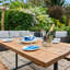 Rustic Outdoor Picnic Table with Fixed Benches - 210cm-701292372