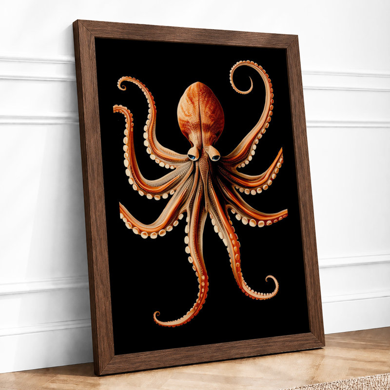 Golden Octopus Study Vintage - Print, Walnut, A3 - 42.0 x 29.7 cm