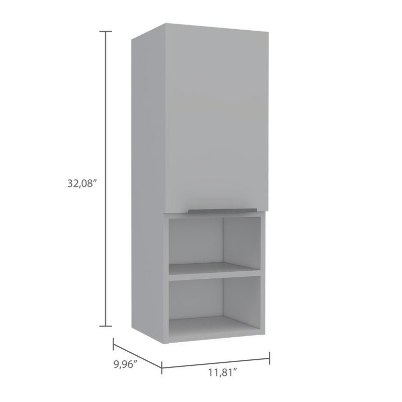 Mila Bathroom Cabinet, Two Interior  Shelves, Two External Shelves, Single Door Cabinet, White