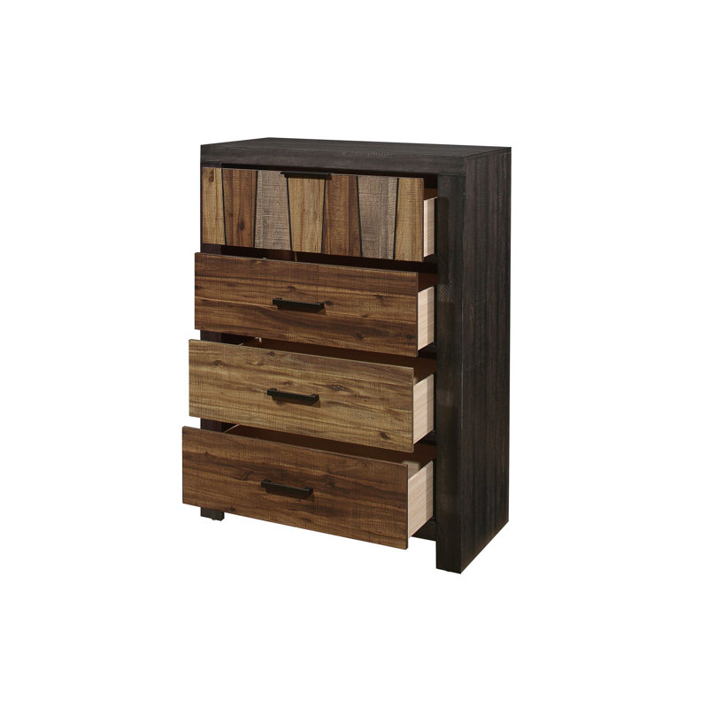 Enderson Myrle Dark-Ebony-Rustic-Mahogany Faux-wood Panel Bedroom Set, 6 Pieces: Bed,2 Nightstands,Dresser,Mirror,Chest