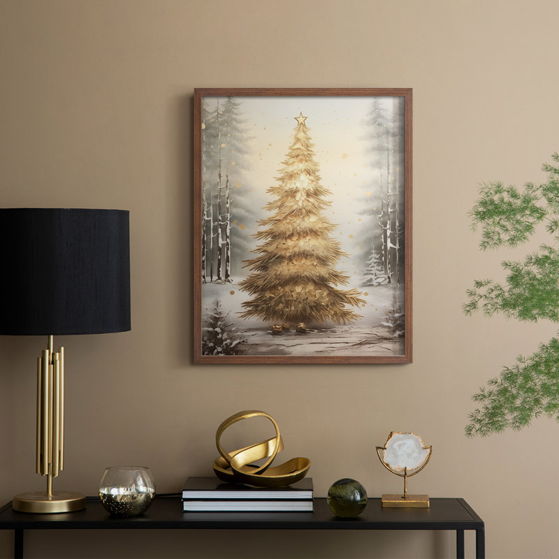 «Christmas Holiday Art», impression encadrée en bois massif, H 30 po x l 24 po, Noyer