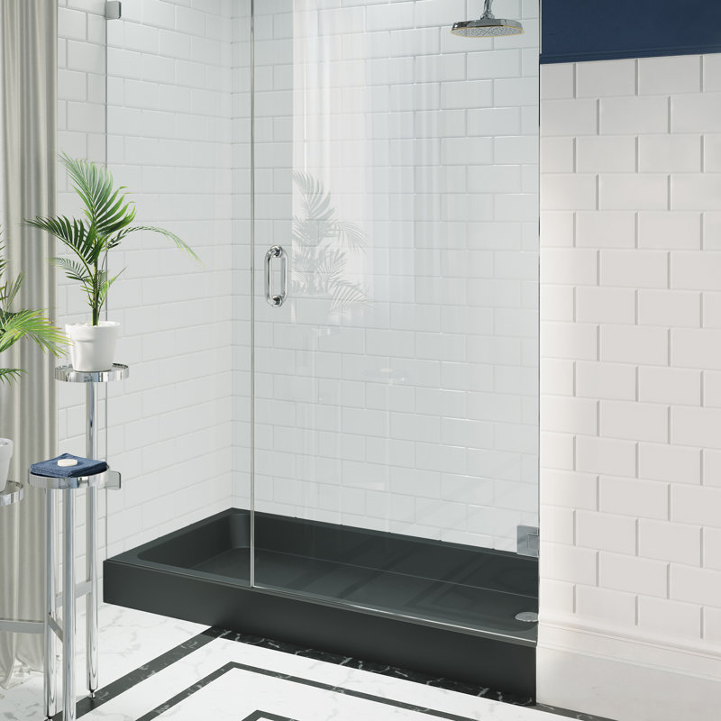 Voltaire 60" x 32" Acrylic Black, Single-Threshold, Right-Hand Drain, Shower Base, Black, Right
