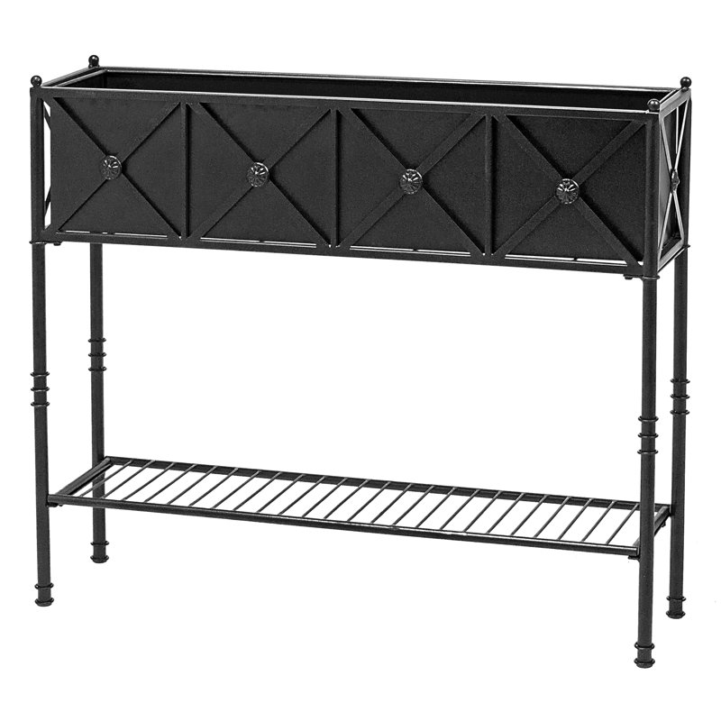 Lexany Handmade Elevated Planter, Satin Black, 30" x 35" x 9"