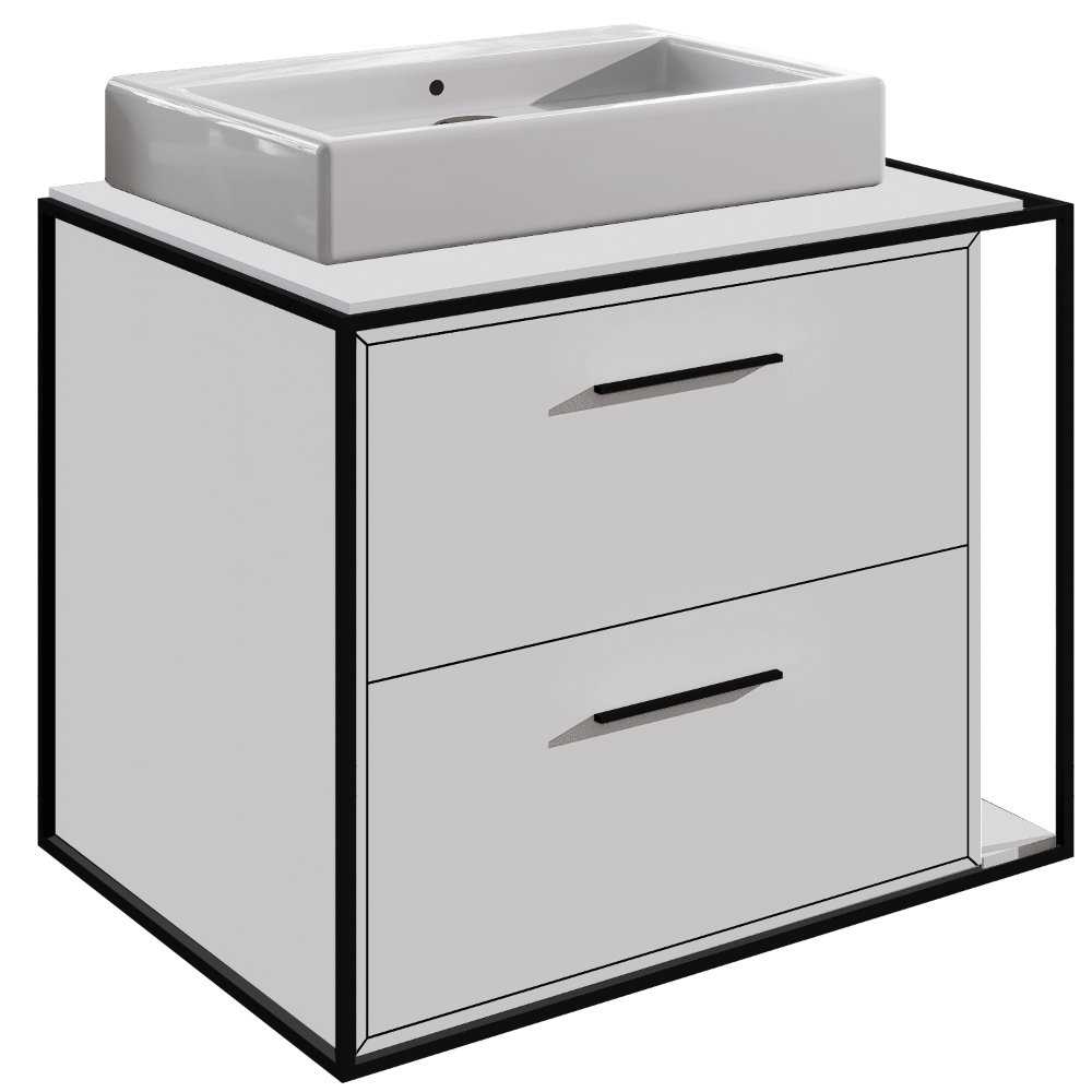 Linea 24'' Single Bathroom Vanity, Matte Black, Wall Mount, Matte White