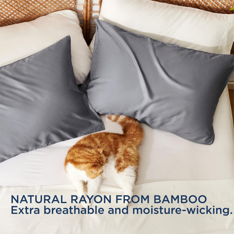 Bedsure Cooling Pillow Cases Queen Size Set Of 2, Rayon Derived From Bamboo Cooling Pillowcases For Hot Sleepers, Soft & Breathable Cool Pillow Covers With Zipper, Gifts, 20X30 Inches