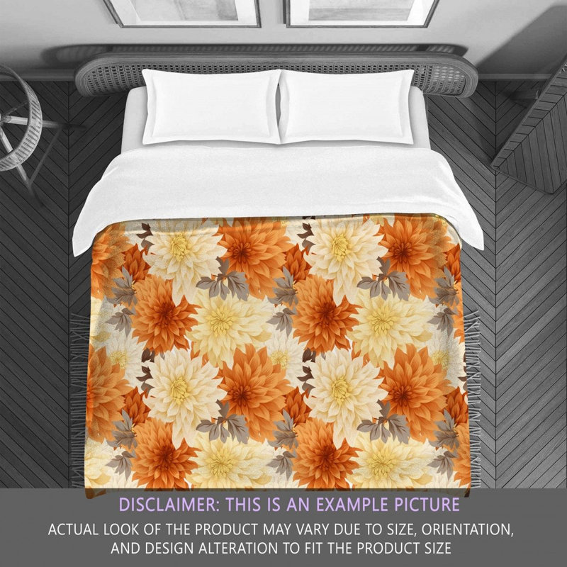Machine Printed Comforter, Queen Comforter, Orange/White/Gray Floral