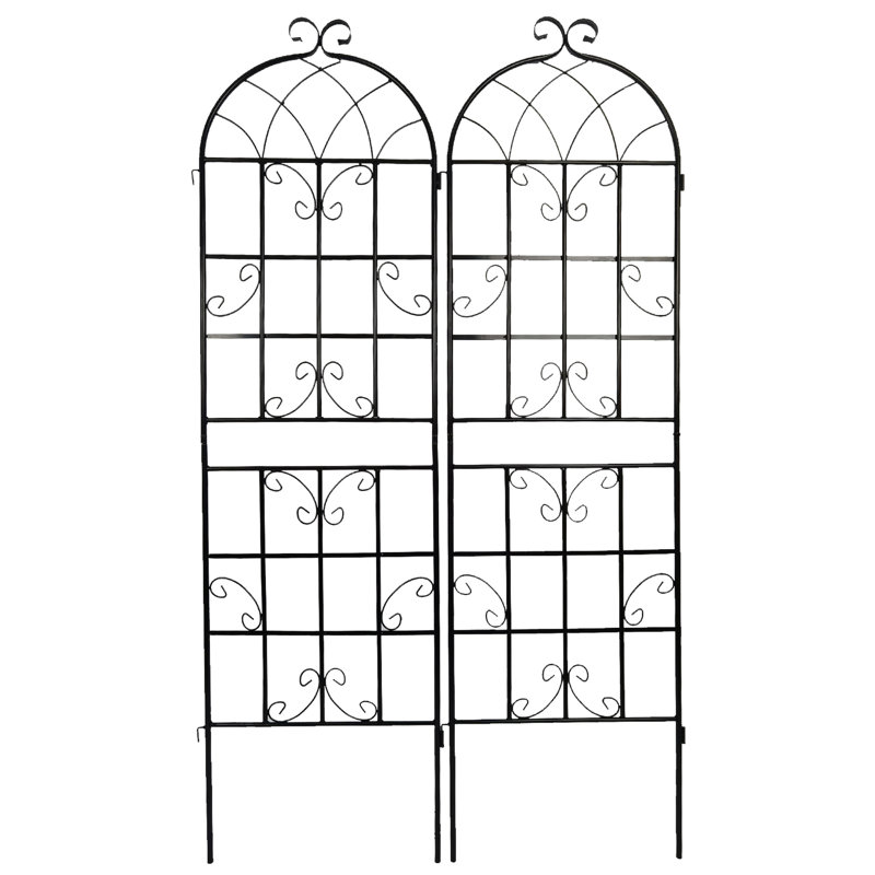 Ensemble de 4 treillis de jardin en métal 71 po x 19,7 po, support pour plantes d'extérieur antirouille, noir, facile à construire, fabrication en tube galvanisé de 19,7 po