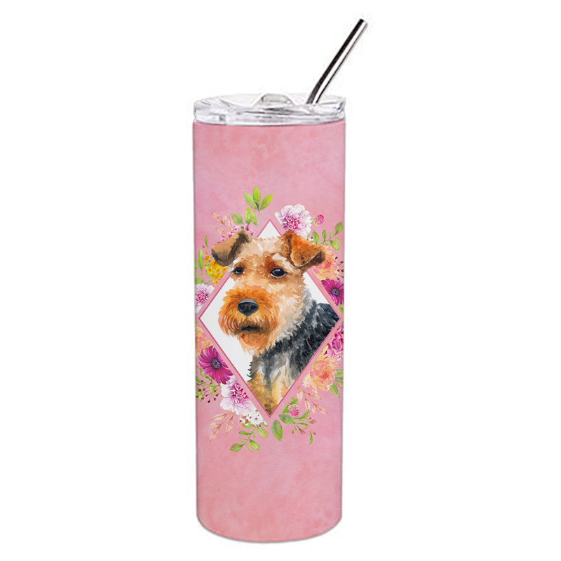 E23BF9F8391D466E9CA4F8DFEBD9A7DB de verre 20 oz à double paroi en acier inoxydable chiot, Terrier gallois, Rose