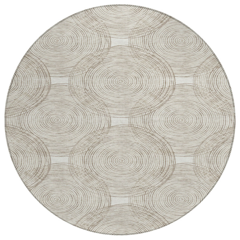 Machine Washable Indoor/Outdoor Chantille ACN2534 Geometric Rug, Round 8', Ivory